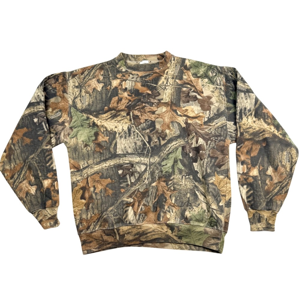 Vintage 90's Advantage Timber Camo Crewneck Sweatshirt Mens Large Hunting Fleece